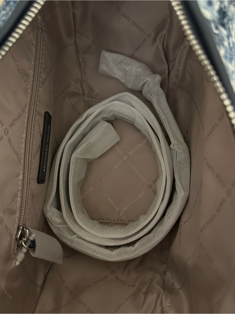 Michael Kors Denim Patchwork Shoulder Bag in Blue and Navy - Picture 12 of 15